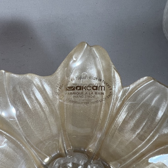 Akcam Potpourri Dish Pink Iridescent Flower Scalloped Decor Handmade Vintage - Picture 2 of 6